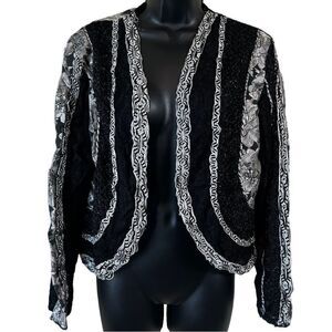 Sandy Starkman Black White Metallic Blazer